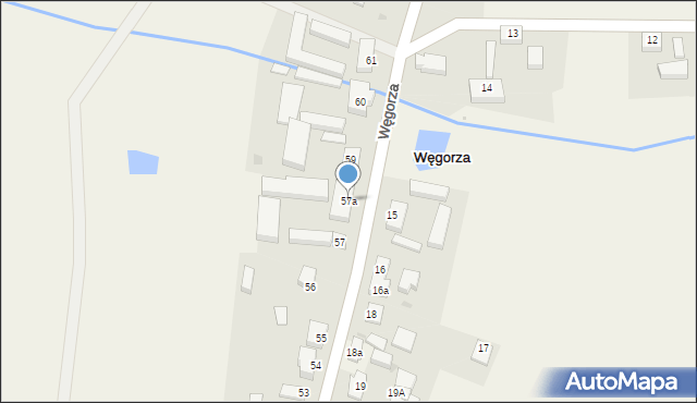 Węgorza, Węgorza, 57a, mapa Węgorza