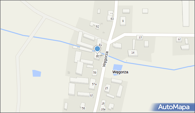 Węgorza, Węgorza, 60, mapa Węgorza