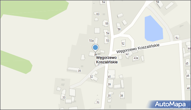 Węgorzewo Koszalińskie, Węgorzewo Koszalińskie, 36, mapa Węgorzewo Koszalińskie