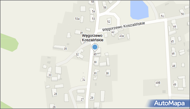 Węgorzewo Koszalińskie, Węgorzewo Koszalińskie, 40, mapa Węgorzewo Koszalińskie