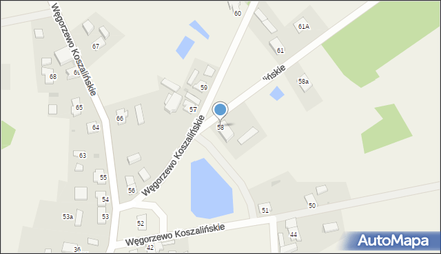 Węgorzewo Koszalińskie, Węgorzewo Koszalińskie, 58, mapa Węgorzewo Koszalińskie
