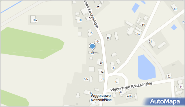 Węgorzewo Koszalińskie, Węgorzewo Koszalińskie, 63, mapa Węgorzewo Koszalińskie