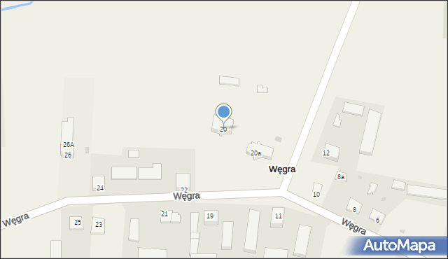 Węgra, Węgra, 20, mapa Węgra