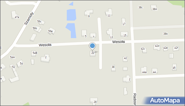 Węgrów, Wesoła, 22, mapa Węgrów