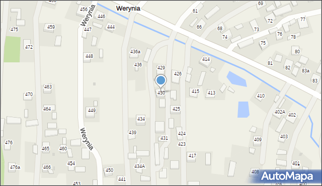 Werynia, Werynia, 430, mapa Werynia