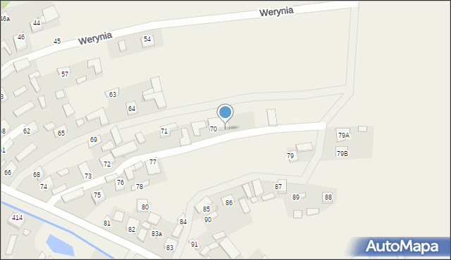 Werynia, Werynia, 70A, mapa Werynia