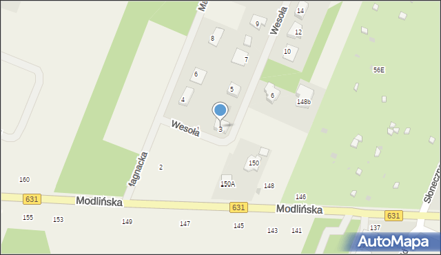 Wieliszew, Wesoła, 3, mapa Wieliszew