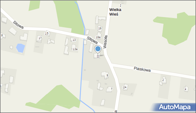 Wielka Wieś, Wesoła, 11, mapa Wielka Wieś