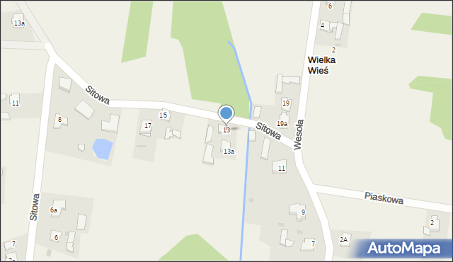 Wielka Wieś, Wesoła, 13, mapa Wielka Wieś