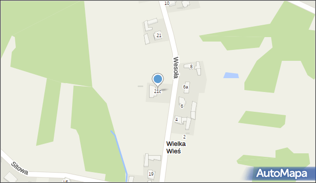 Wielka Wieś, Wesoła, 21c, mapa Wielka Wieś