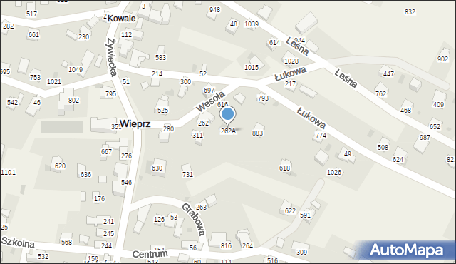 Wieprz, Wesoła, 262A, mapa Wieprz