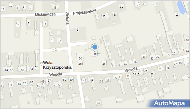 Wola Krzysztoporska, Wesoła, 48, mapa Wola Krzysztoporska