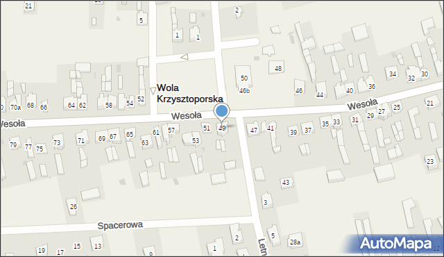 Wola Krzysztoporska, Wesoła, 49, mapa Wola Krzysztoporska