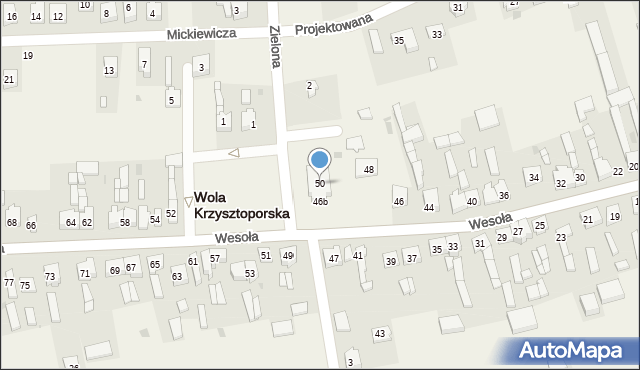 Wola Krzysztoporska, Wesoła, 50, mapa Wola Krzysztoporska