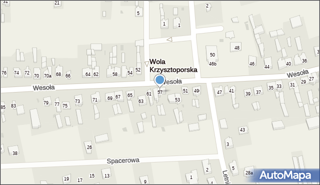 Wola Krzysztoporska, Wesoła, 57, mapa Wola Krzysztoporska