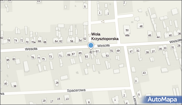 Wola Krzysztoporska, Wesoła, 61, mapa Wola Krzysztoporska