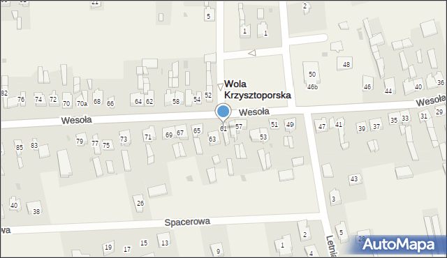 Wola Krzysztoporska, Wesoła, 61, mapa Wola Krzysztoporska