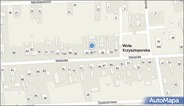 Wola Krzysztoporska, Wesoła, 62, mapa Wola Krzysztoporska