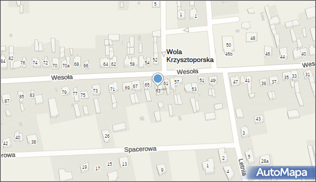 Wola Krzysztoporska, Wesoła, 63, mapa Wola Krzysztoporska