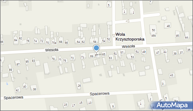 Wola Krzysztoporska, Wesoła, 67, mapa Wola Krzysztoporska