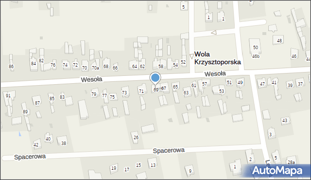 Wola Krzysztoporska, Wesoła, 69, mapa Wola Krzysztoporska