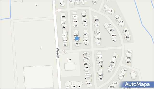Wólka Kosowska, Wesoła, 32, mapa Wólka Kosowska