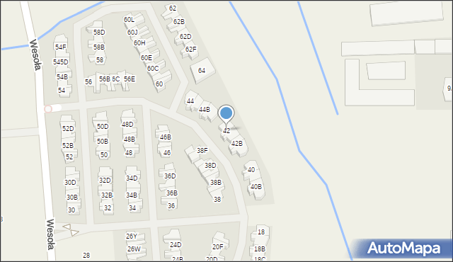 Wólka Kosowska, Wesoła, 42, mapa Wólka Kosowska