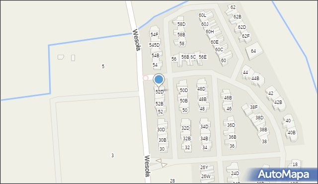 Wólka Kosowska, Wesoła, 52D, mapa Wólka Kosowska