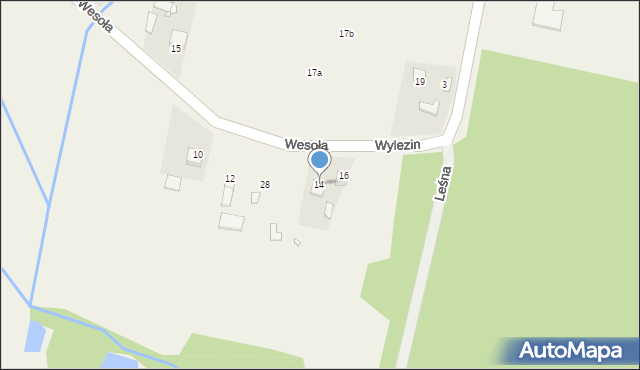 Wylezin, Wesoła, 14, mapa Wylezin