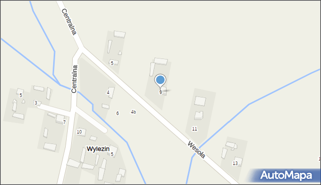 Wylezin, Wesoła, 9, mapa Wylezin