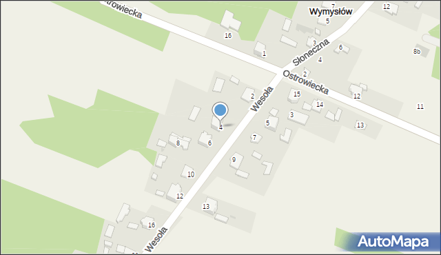 Wymysłów, Wesoła, 4, mapa Wymysłów