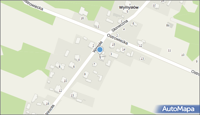 Wymysłów, Wesoła, 5, mapa Wymysłów