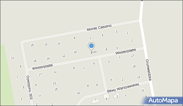 Wysokie Mazowieckie, Westerplatte, 8, mapa Wysokie Mazowieckie