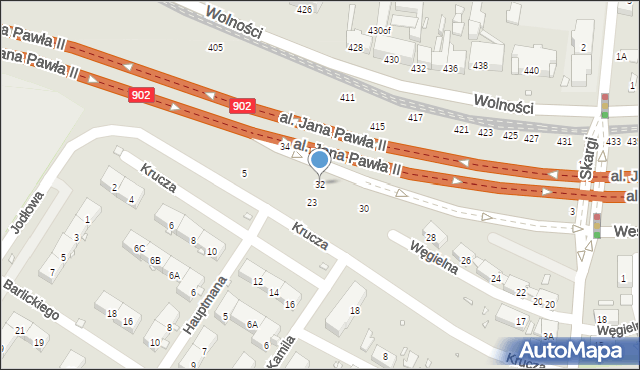 Zabrze, Węgielna, 32, mapa Zabrza