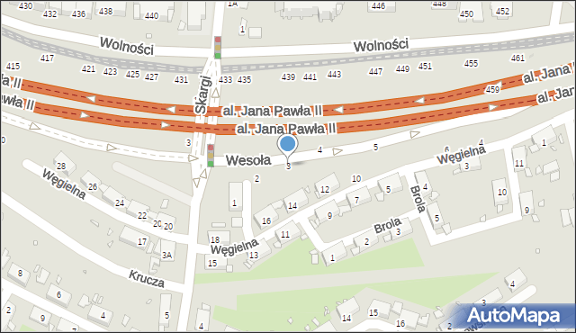 Zabrze, Wesoła, 3, mapa Zabrza