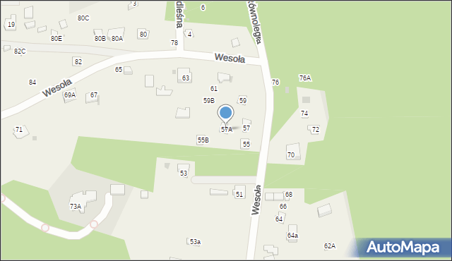 Żarki-Letnisko, Wesoła, 57A, mapa Żarki-Letnisko