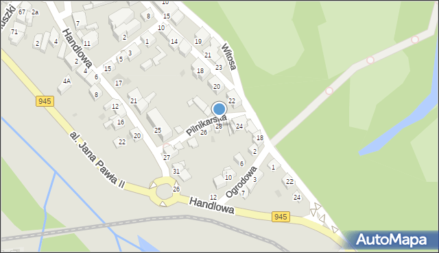 Żywiec, Węglowa, 28, mapa Żywiec