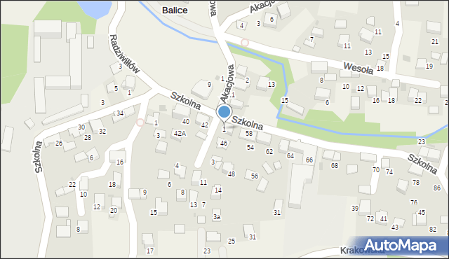 Balice, Wiśniowa, 1, mapa Balice