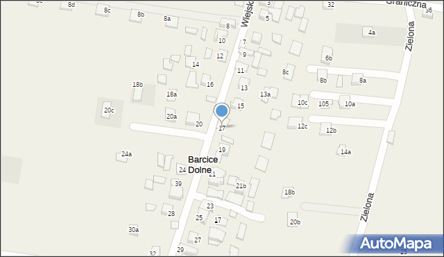 Barcice Dolne, Wiejska, 17, mapa Barcice Dolne