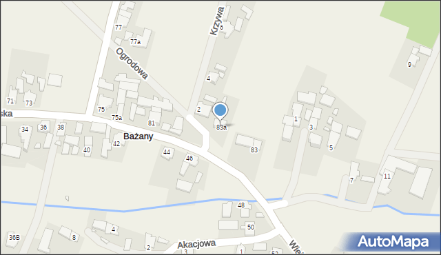 Bażany, Wiejska, 83a, mapa Bażany