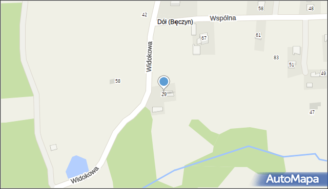 Bęczyn, Widokowa, 29, mapa Bęczyn