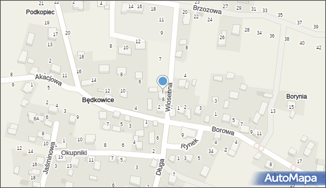 Będkowice, Wiosenna, 3, mapa Będkowice