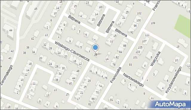 Biała Podlaska, Wilskiego-Ciborowicza Krzysztofa, ks., 1B, mapa Białej Podlaskiej
