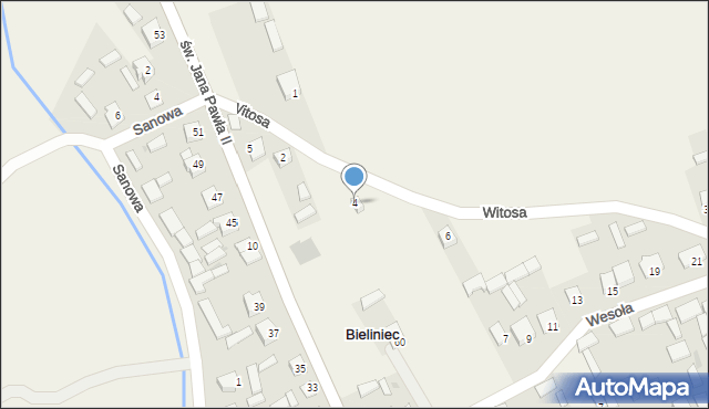 Bieliniec, Witosa Wincentego, 4, mapa Bieliniec