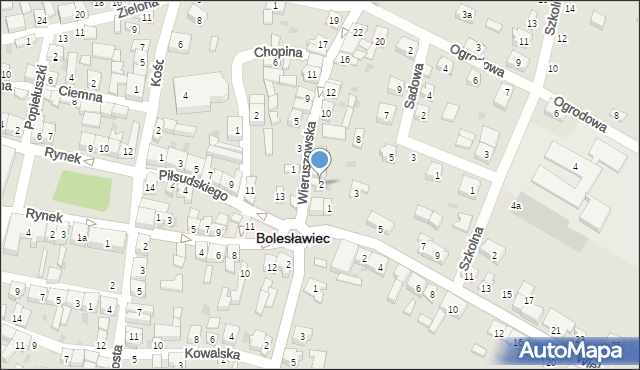 Bolesławiec, Wieruszowska, 2, mapa Bolesławca