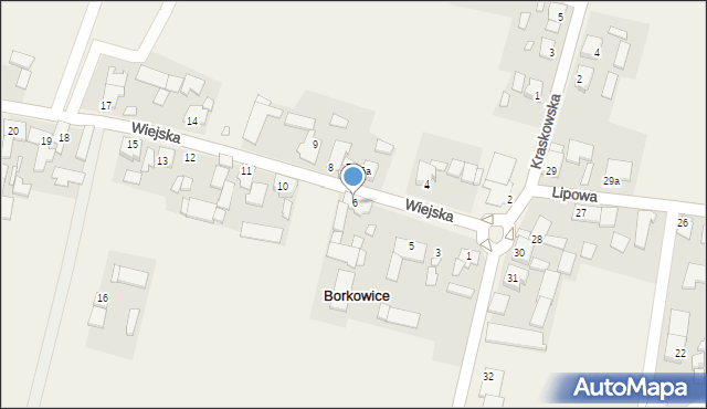 Borkowice, Wiejska, 6, mapa Borkowice