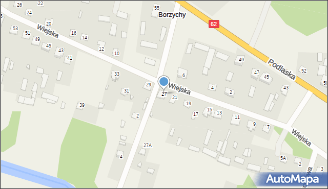 Borzychy, Wiejska, 27, mapa Borzychy