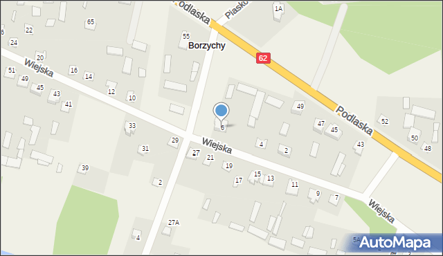 Borzychy, Wiejska, 6, mapa Borzychy