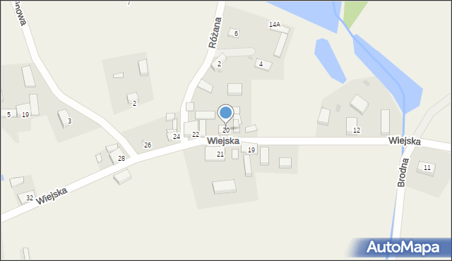 Brodna, Wiejska, 20, mapa Brodna