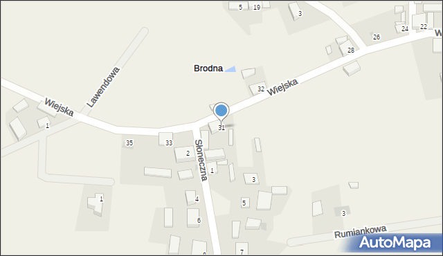 Brodna, Wiejska, 31, mapa Brodna